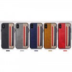 Wholesale iPhone X (Ten) Striped Hand Strap Grip Holder PU Leather Case (Gray)
